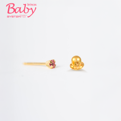 Brinco Baby Tiffany Rosa 2mm Dourado